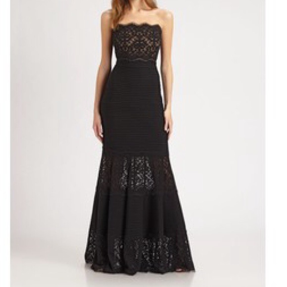 Tadashi Shoji Strapless Lace Gown