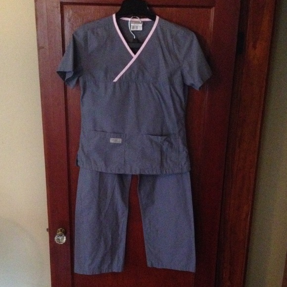 Gray w/ Pink Trim Urbane Scrub Set