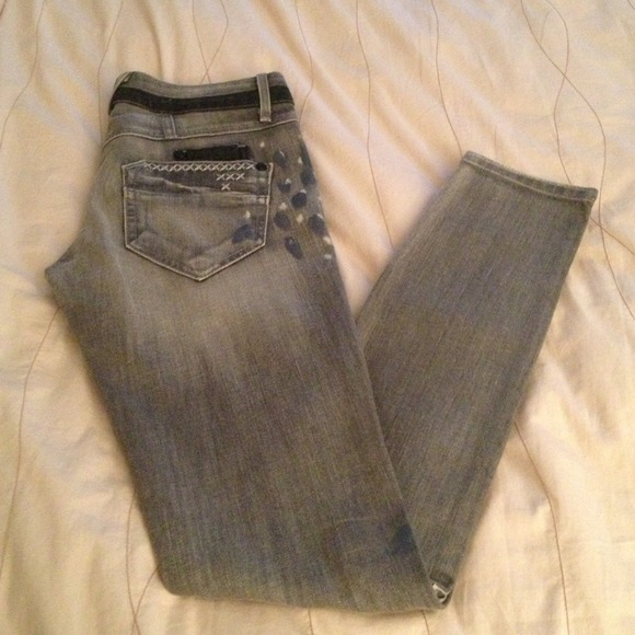 Bebe-grey and black skinny jeans