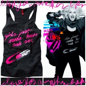 Cyndi Lauper H&M Safe Sex Graphic Racer Tank Top