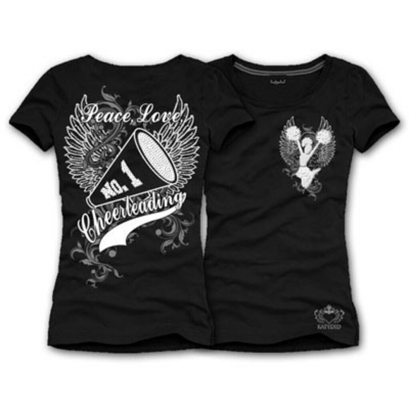 Black "Peace,  Love & Cheerleading" BLING tee