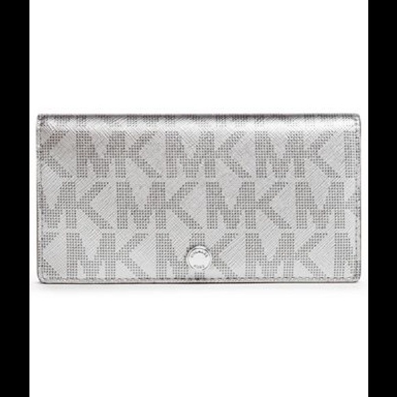 Michael Kors Signat Metallic Large Slim Wallet ...