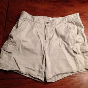Tan Calvin Klein shorts.