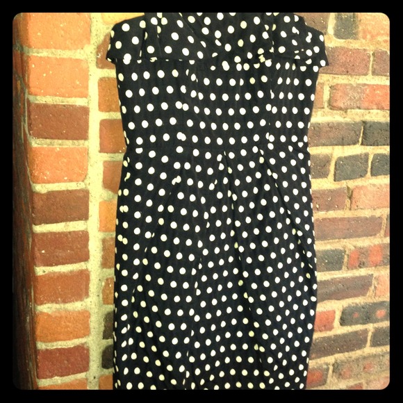 Black and white polka dot cocktail dress - on SALE