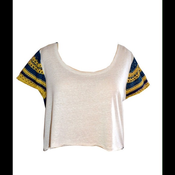 Free People Crop Top  Multi-color Crochet Back