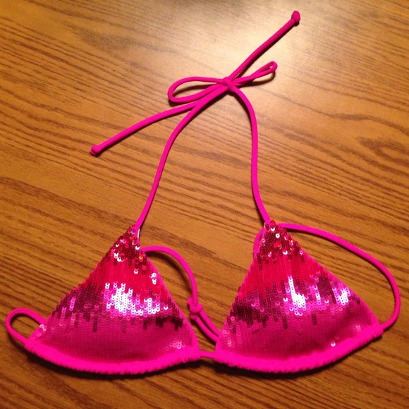 Hot pink ombré VS sequin bathing suit top