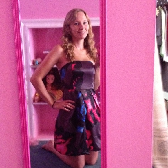 Express Colorful Strapless Bubble Dress! 2000s Y2K