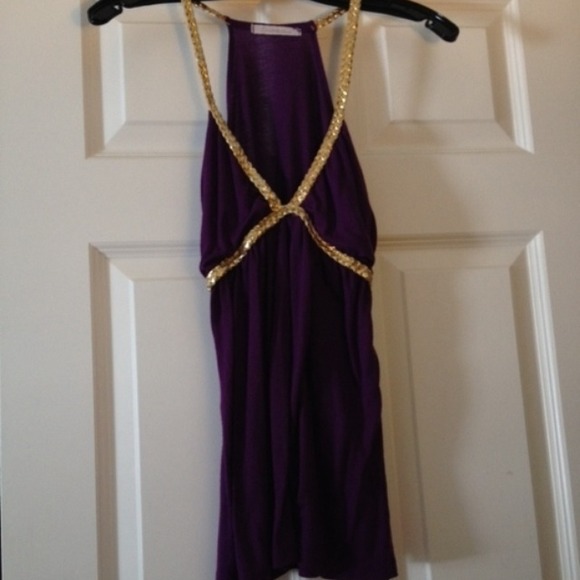 Gold braided purple tank