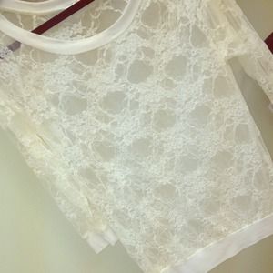 Lace white long sleeve shirt