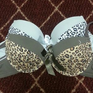 Two cheetah print bras