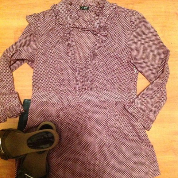 J Crew 3/4 Sleeve Polka Dot Blouse