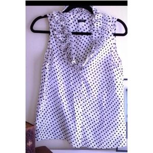 J Crew 100% Silk Sleeveless Polka Dot Blouse