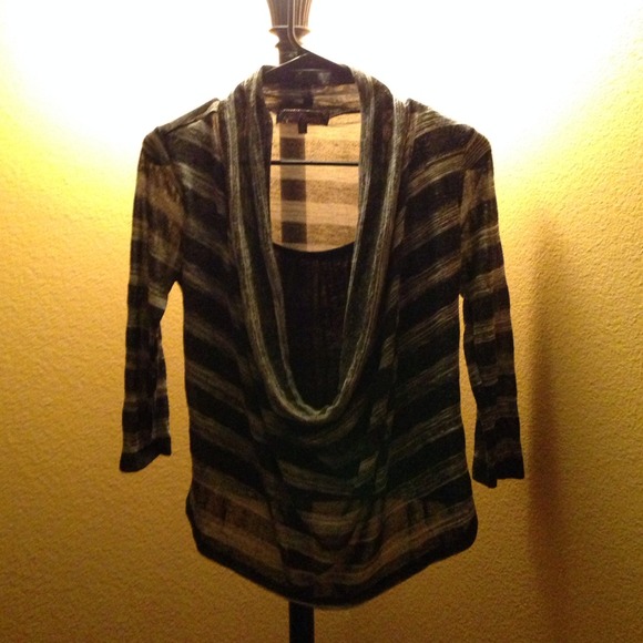 Tops - Black and grey striped top