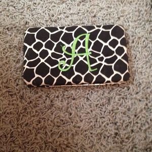 Giraffe print wallet with A initial