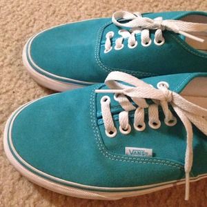 Vans teal, aqua blue, turquoise suede sneakers