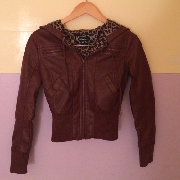 Maroon bomber jacket.