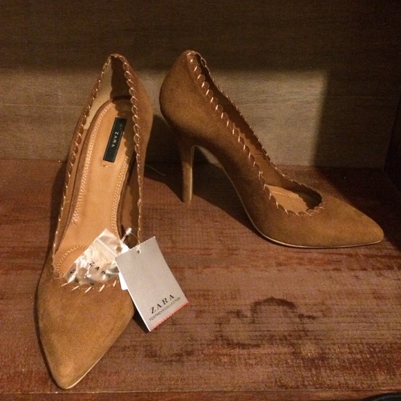 NWT Zara Suede Brown heels