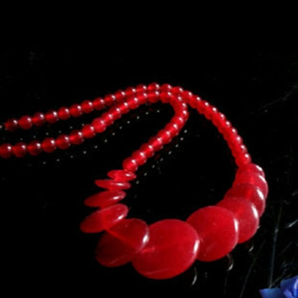 Georgous Authentic Stunning Red Jade Necklace - Picture 2 of 2