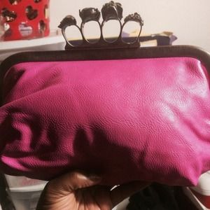 Punk faux leather clutch bag