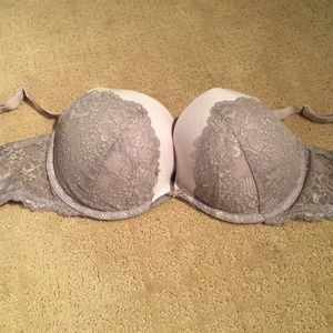 Gray laced bra