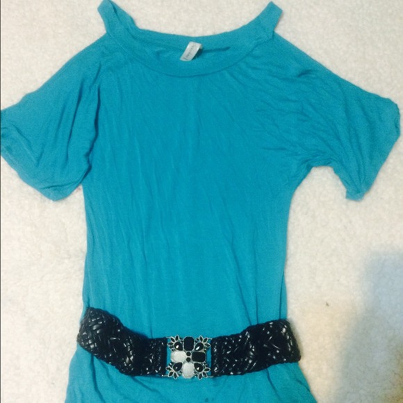Turquoise/blue shirt with belt