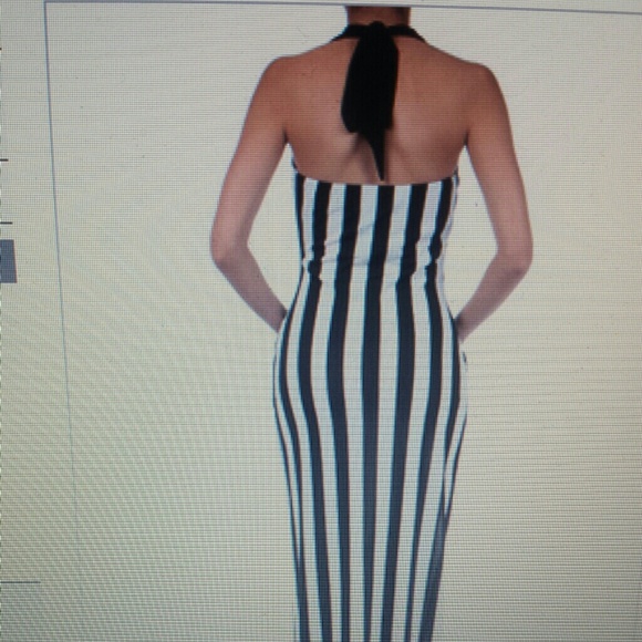 SOLD Elegant Strip Dress - Picture 2 of 4
