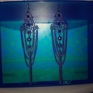 💙Beautiful never used blue and grey long earrings