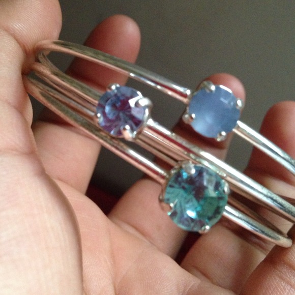 3 shades of blue silver bangles.💙🐬🐳🐟🌊