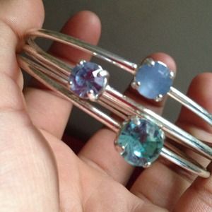 3 shades of blue silver bangles.💙🐬🐳🐟🌊