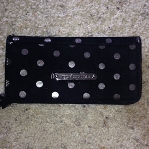 Juicy Couture silver and black polka dot wallet