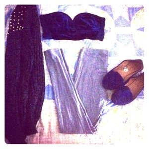 Tube top cardigan and flats