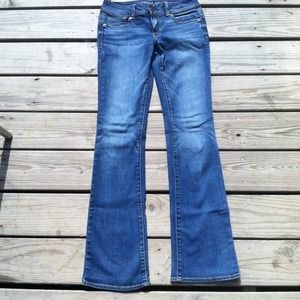 Dark wash super stretch kick boot  4 long jeans