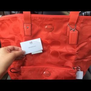 Large Nylon COACH Bag NEW and Orange in color!