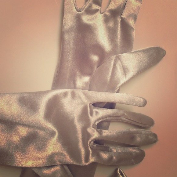Silver elbow length gloves