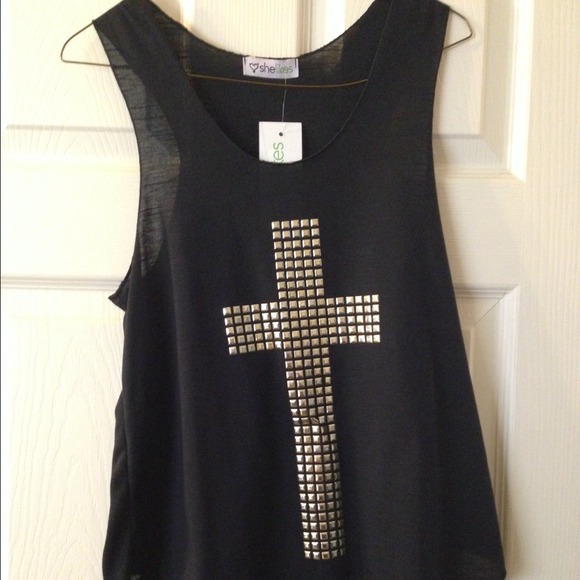 Studded cross tank top