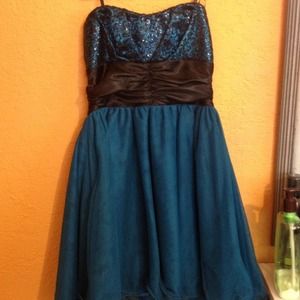 short blue and black dress.