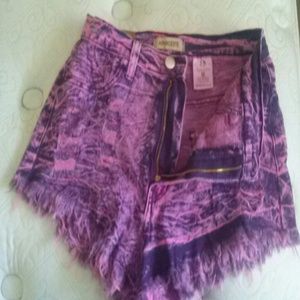 Pink Highwaist distressed Shorts