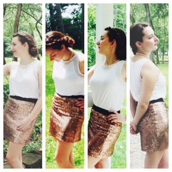 Gold Sequin Mini Skirt