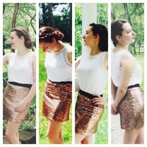 Gold Sequin Mini Skirt