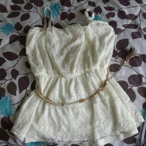 Creme lace tank top