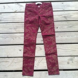 Maroon with gold - skinny - 00 short - A&F