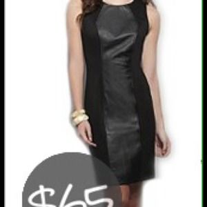 Sexy faux leather/ cotton dress with sleeves