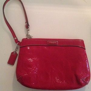 TRADED 🎉Coach glossy red wristlet