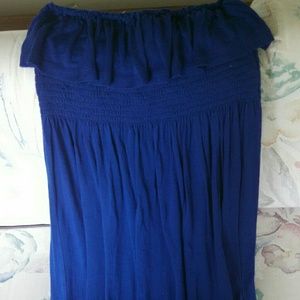 FOREVER 21 Long Blue Strapless Summer Dress size S