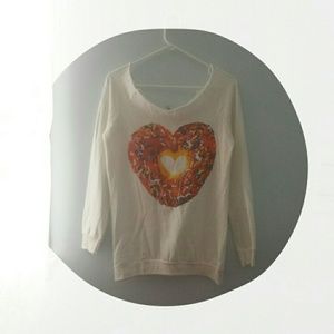 Donut Heart Off The Shoulder Sweater