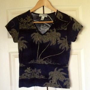 Vintage Hawaiian Palm Tree Slightly Cropped Top