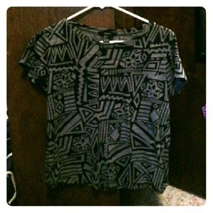 Black and grey tribal print top