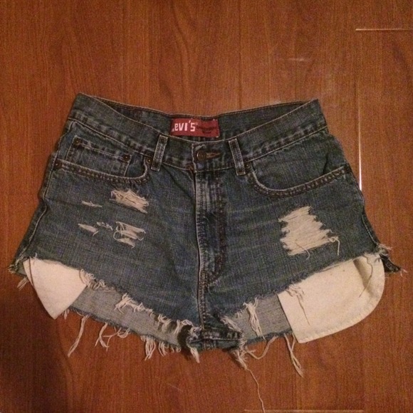 High waisted distressed shorts