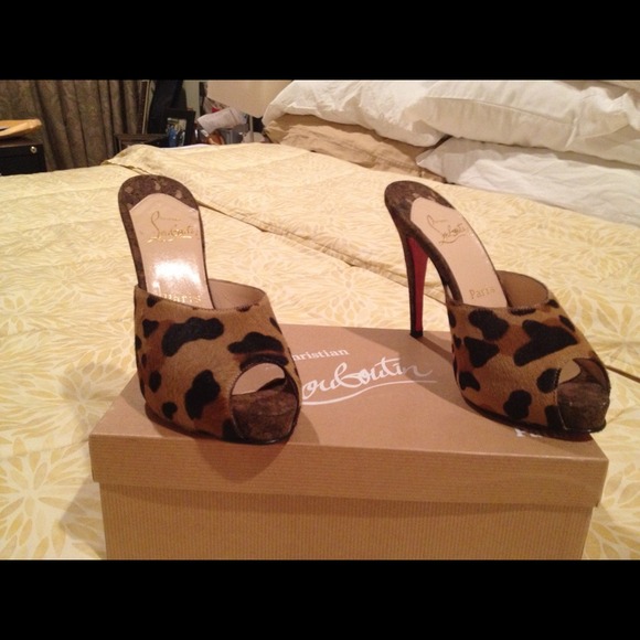 Louboutin Leopard Platform Mules