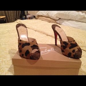 Louboutin Leopard Platform Mules
